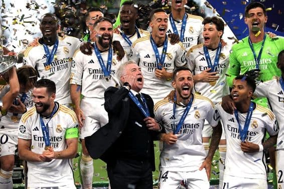 Real Madrid comemorando após uma vitória.