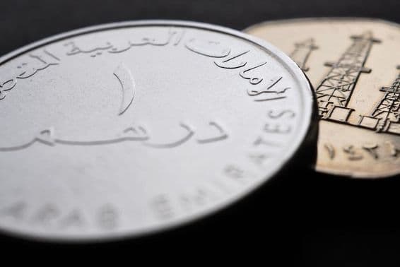 Moeda de 1 dirham dos EAU.
