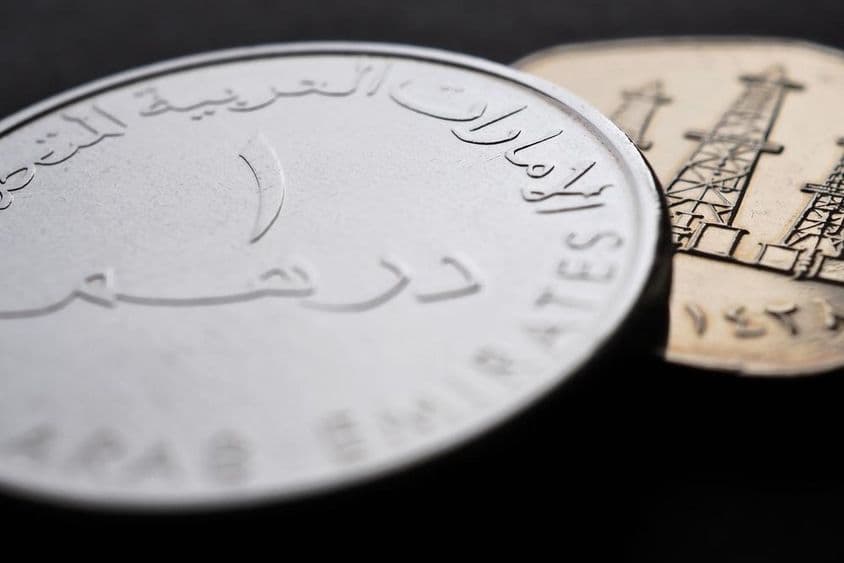 Moeda de 1 dirham dos EAU.