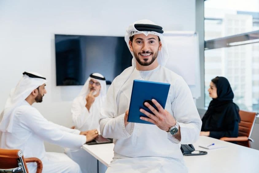 Reunião de escritório em Dubai.