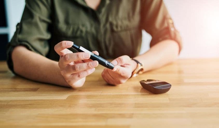 Diabetes, monitor de dedo.