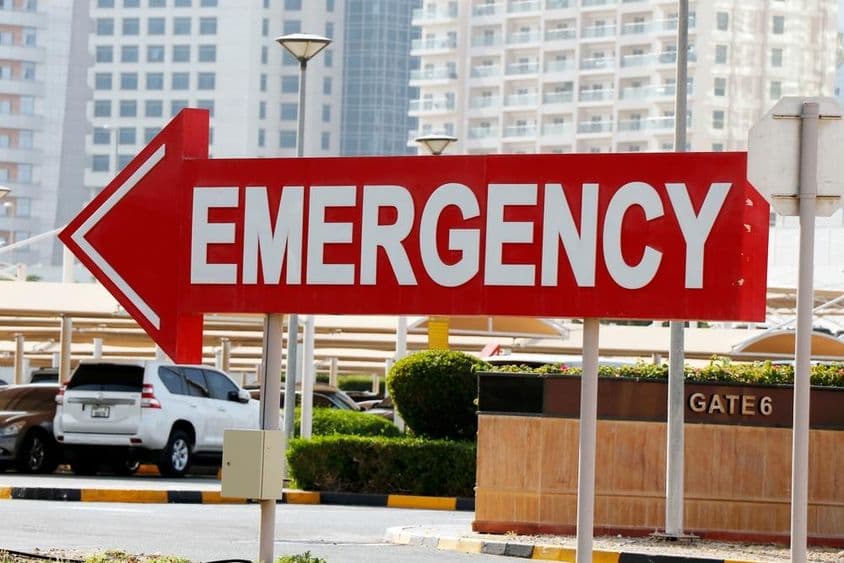 Placa de emergência em Dubai.