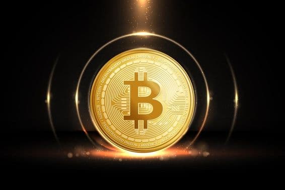 Moeda dourada de Bitcoin.