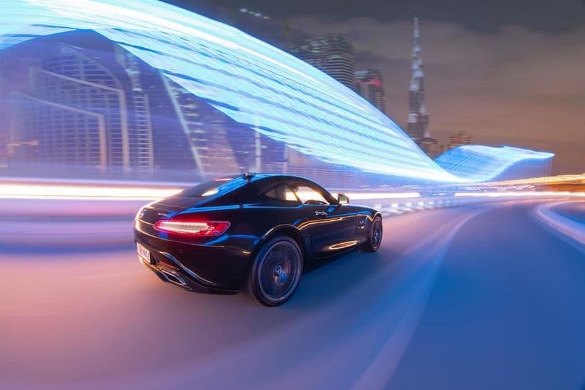 Representação da traseira de um carro Audi R8.