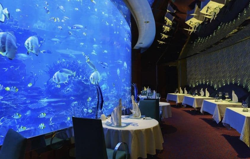 Burj Al Arab, Dubai, mesas de jantar.