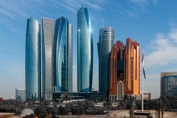 Etihad Towers em Abu Dhabi, a capital dos Emirados Árabes Unidos.