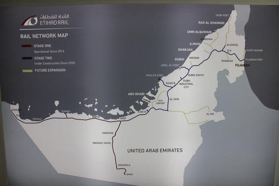 Mapa do Etihad Rail.