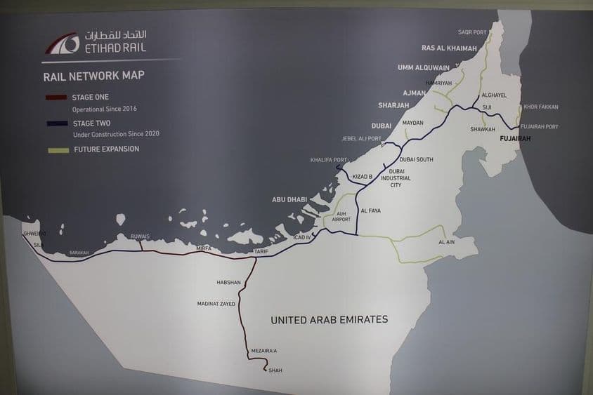 Mapa do Etihad Rail.