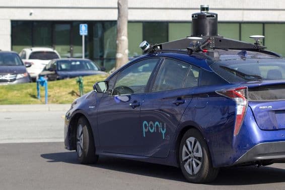 Teste da startup autônoma Pony.ai no campus da empresa em Fremont.