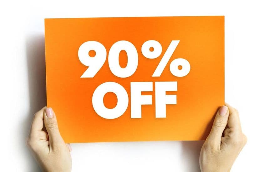 Desconto significativo onde um produto ou serviço tem o preço reduzido em 90%.