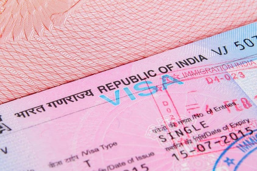 Visto de turismo indiano em um passaporte.
