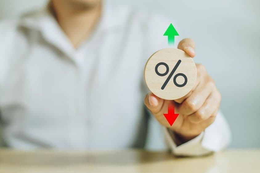 Mudança percentual do PIB desenhada à mão com porcentagens.