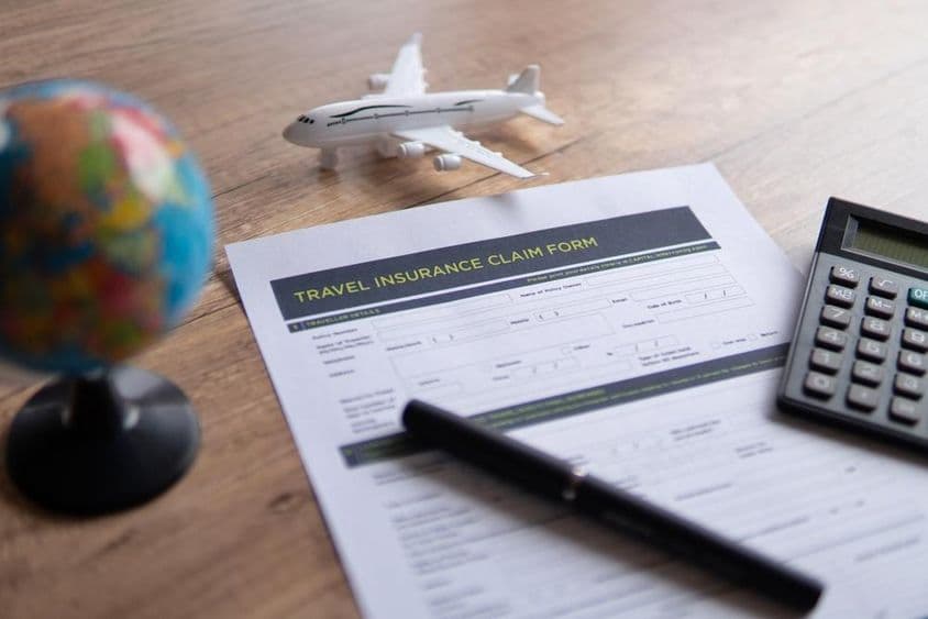 Formulário de aplicação de seguro de viagem.