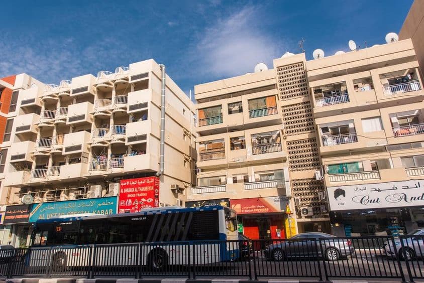 Prédios no velho bairro de Dubai, Al Fahidi, Bur Dubai.