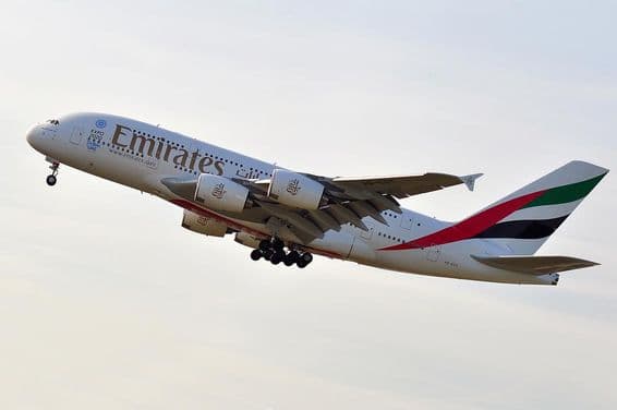 Avião AIRBUS A380-800 da EMIRATES AIRLINES.