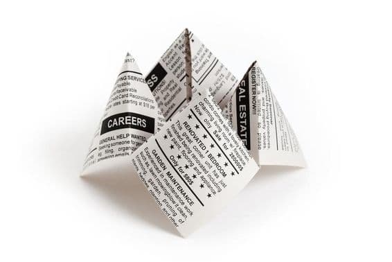 Anúncio de jornal falso.