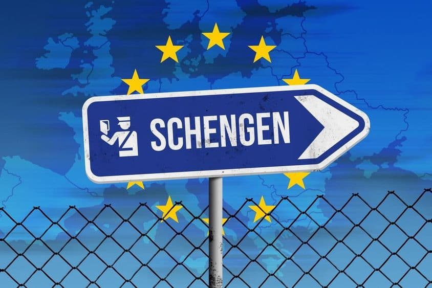 Sinal de Schengen e Mapa da Europa.