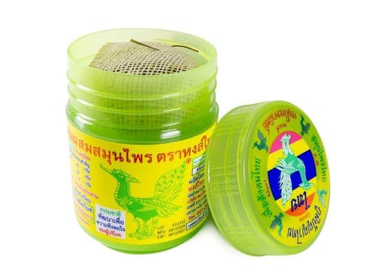 Frasco verde do inalador de ervas Hong Thai.