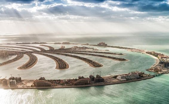 Ilha de Palm Jumeirah em Dubai, Emirados Árabes Unidos.
