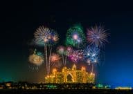 Fogos de artifício de Ano Novo perto do Hotel Atlantis em Dubai.
