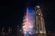 Fogos de artifício no Burj Khalifa em Dubai.