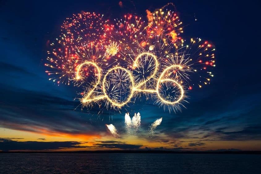 Feliz Ano Novo em 2026.