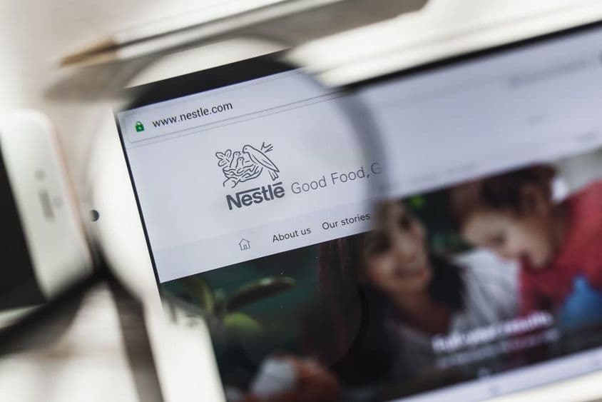 Página inicial do site oficial da Nestlé, SA.