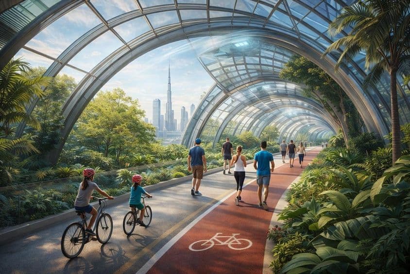 Corredor climatizado no coração de Dubai.
