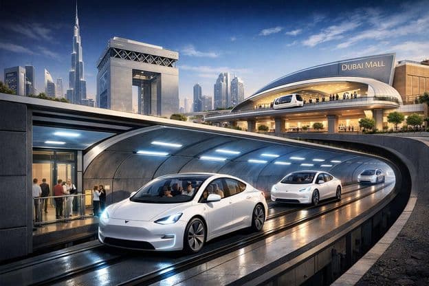 Dubai Loop com Teslas.
