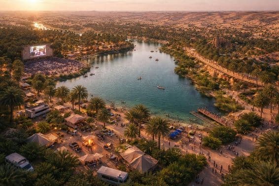 Panorama do oásis desértico Al Layan.