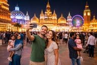 Noite colorida na experiência Vila Global