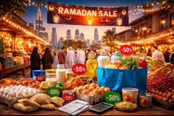 Mercado de Ramadã com monitoramento de preços.