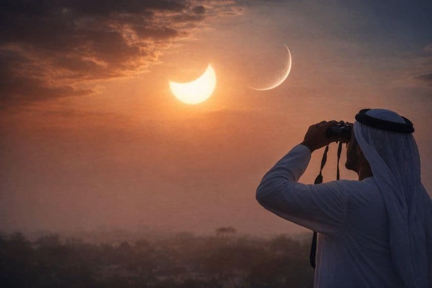 Observação perigosa da lua crescente.