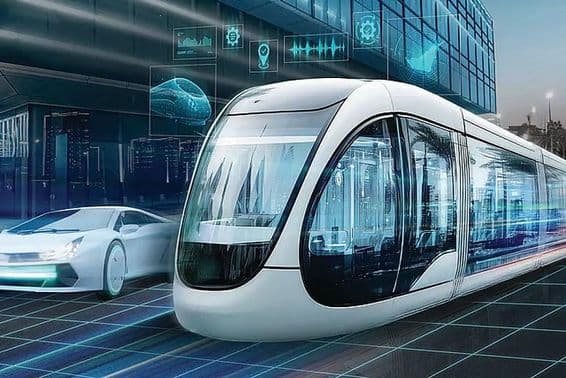 Bonde elétrico sem trilhos no centro de Dubai