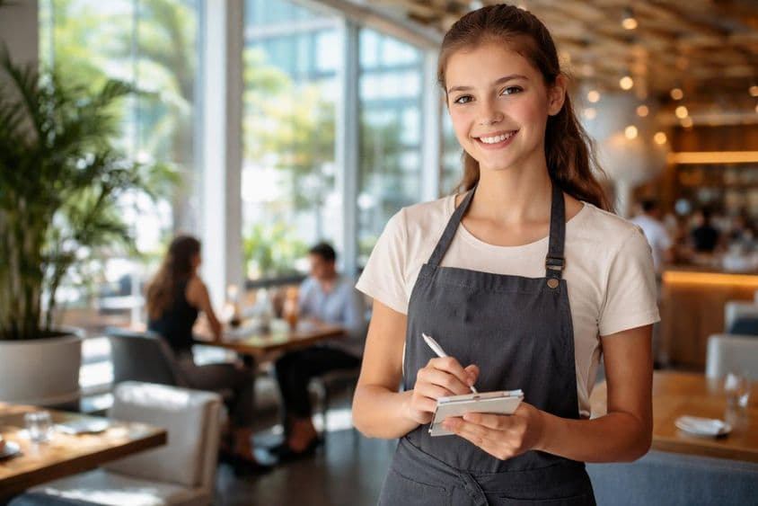 Estudante trabalhando no verão em restaurante de Dubai