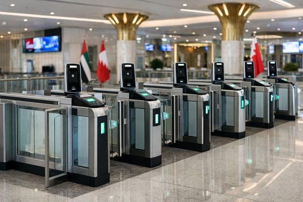 Portões de controle no aeroporto de Dubai.