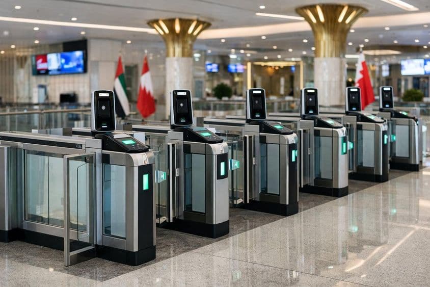 Portões de controle no aeroporto de Dubai.