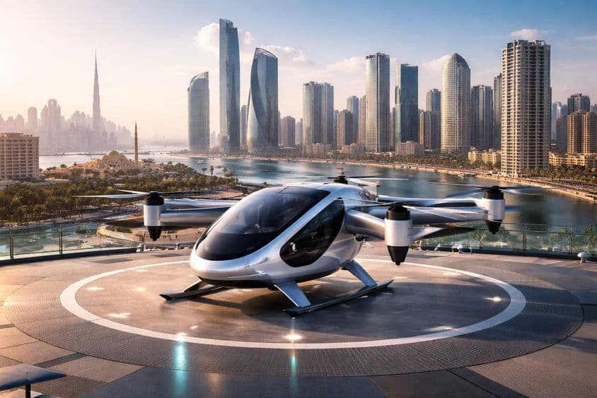 Táxi aéreo em Sharjah: eVTOL no vertiporto