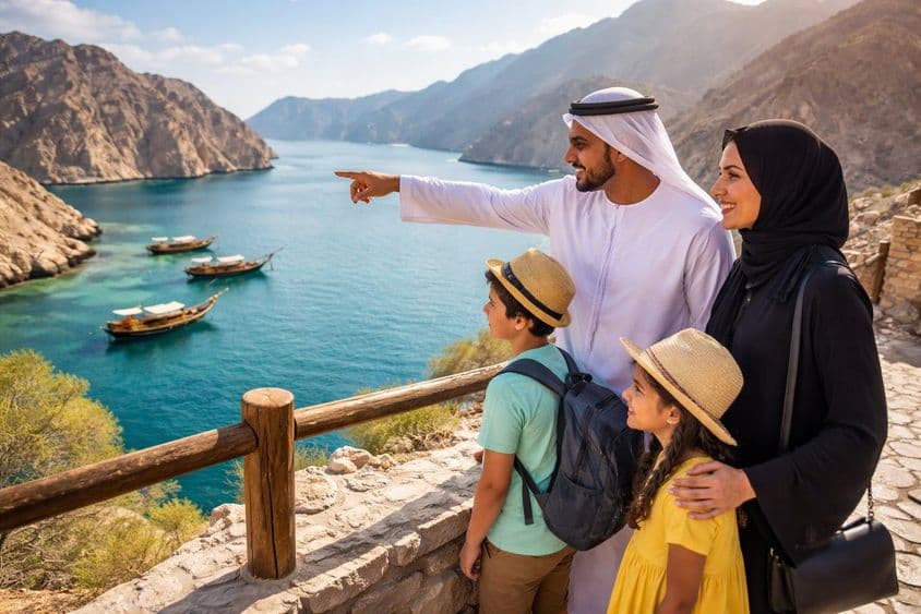 Família em um passeio pelo GCC durante o Eid
