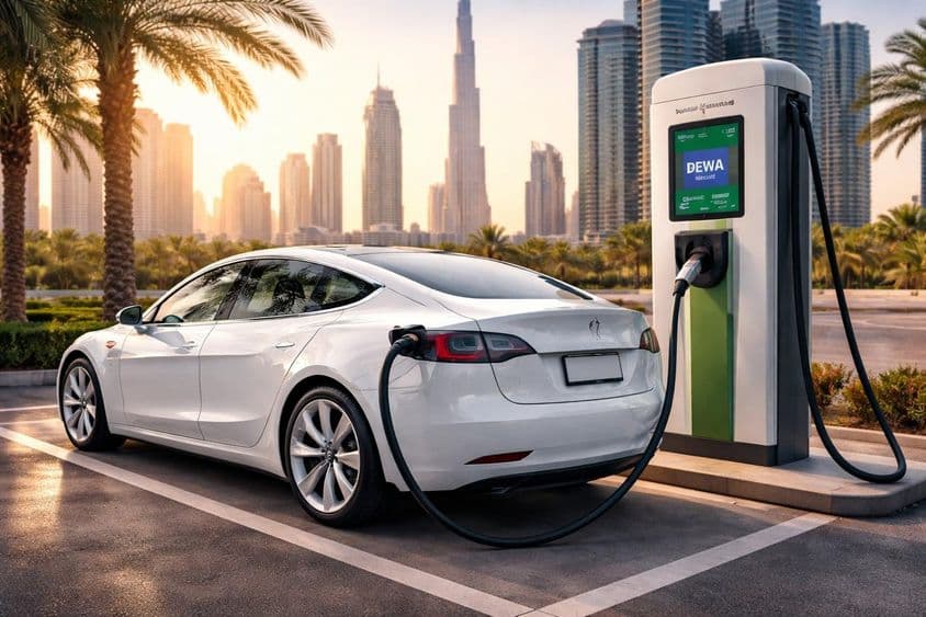 Momento do carregamento elétrico em Dubai