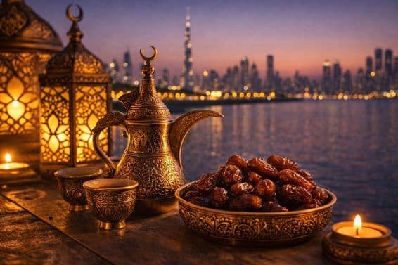 Luzes do Ramadã às margens de Dubai.