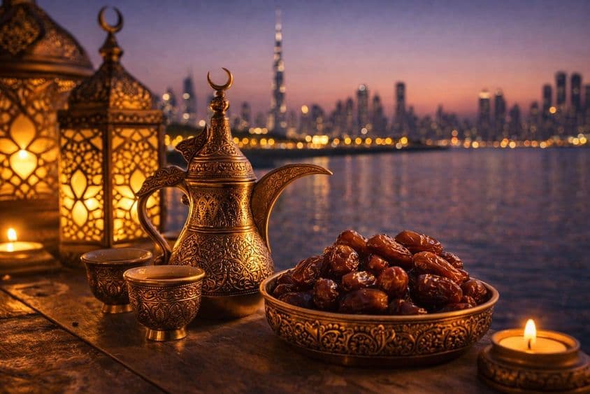 Luzes do Ramadã às margens de Dubai.