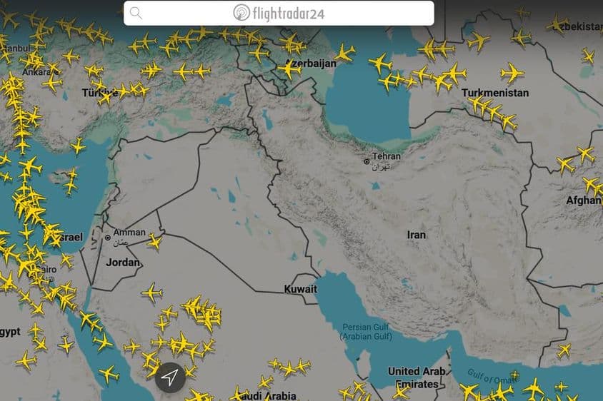 Fechamento completo do espaço aéreo sobre Irã, Iraque, Israel.