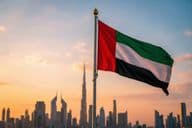 A bandeira nacional dos Emirados Árabes Unidos