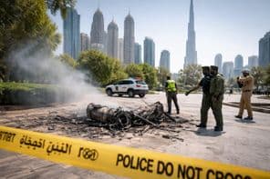 Aviso de segurança sobre detritos caídos