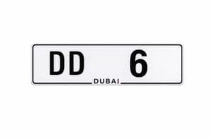 Placa de carro DD 6 de Dubai