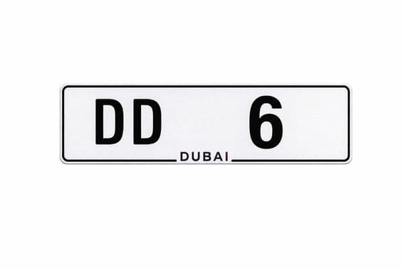 Placa de carro DD 6 de Dubai