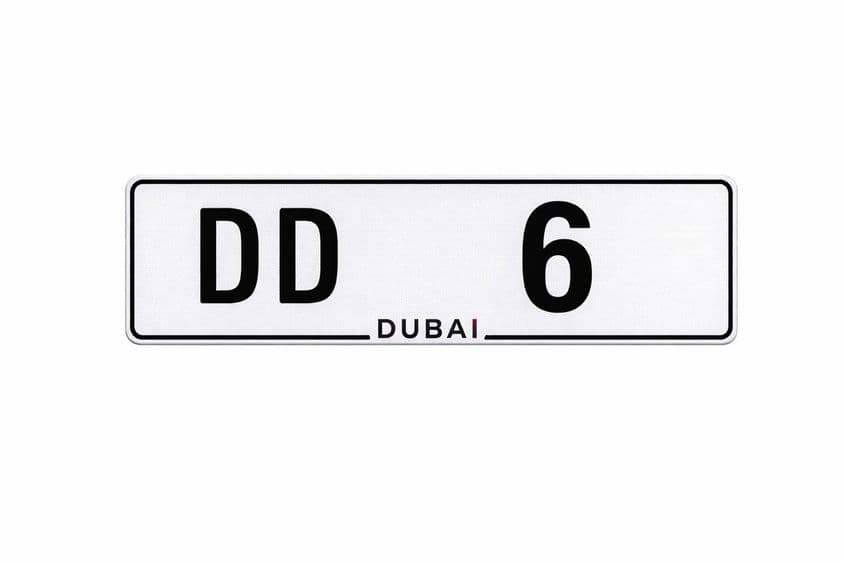 Placa de carro DD 6 de Dubai