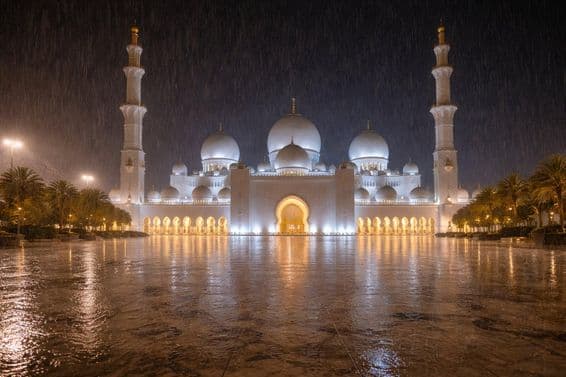 Noite chuvosa sobre a mesquita