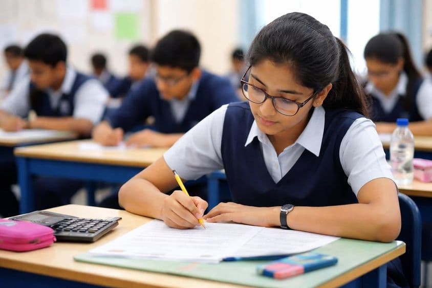 Estudantes em Dubai em ambiente de exame